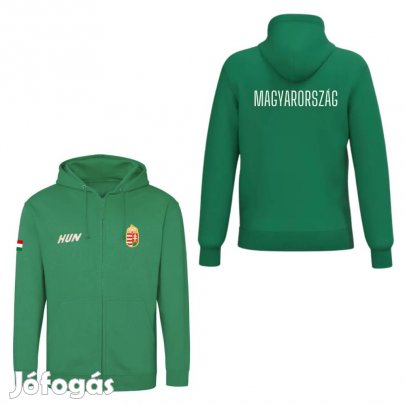 Magyarország pulóver felnőtt kapucnis-zippes zöld
