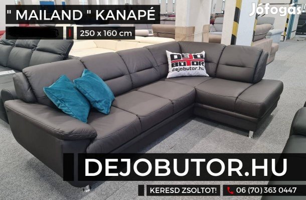 Mailand valódi bőr fekete sarok kanapé ülőgarnitúra 250x160 cm