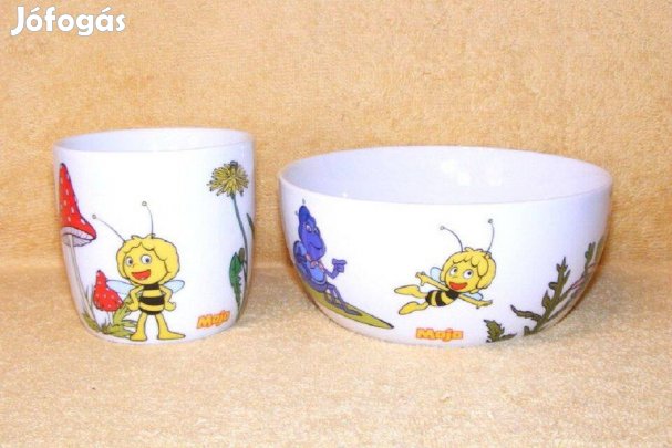Maja a méhecske porcelán bögre és müzlis tál