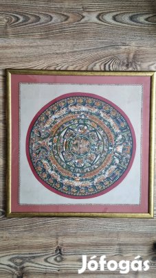 Majanaptár Mexikoból hozott 60X60 cm, bőrre festett