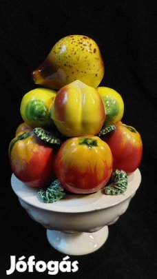 Majolika gyümölcstál, asztalközép dísz