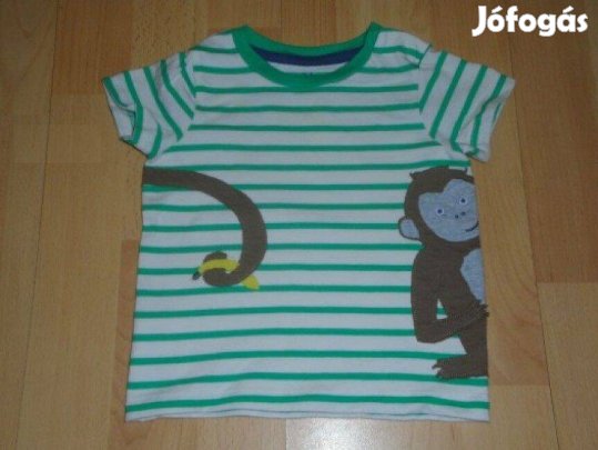 Majom mintás csíkos póló 6-9 hó (méret 74)
