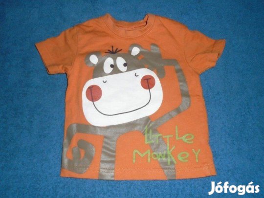 Majom mintás narancssárga színű póló 3-6 hó (méret 68)