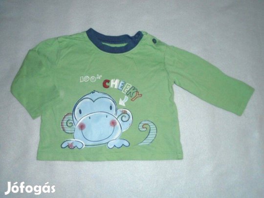 Majom mintás zöld hosszú ujjú felső 6-9 hó (méret 74)