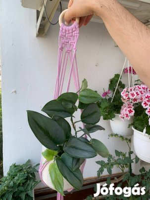 Makramé virágtartó levendula