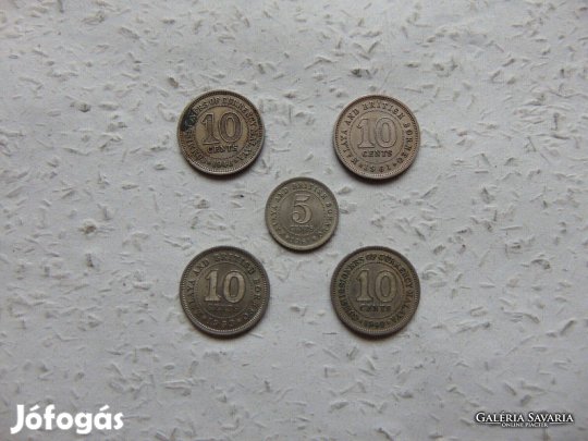 Maláj - Félsziget - Borneo fémpénzei 5 darab