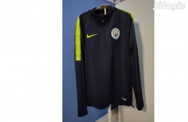 Manchester City eredeti Nike sötétszürke cipzáras nyakú felső (S)