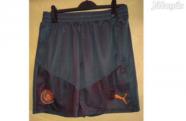 Manchester City eredeti Puma fekete narancs rövid nadrág (L)