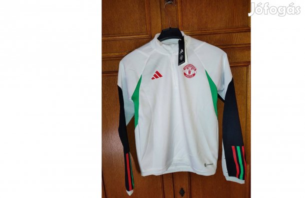 Manchester United cipzáras nyakú fehér eredeti adidas gyerek felső