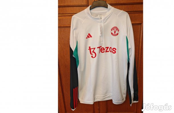 Manchester United eredeti adidas fehér cipzáras nyakú felső (XL-es)