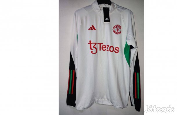 Manchester United eredeti adidas fehér cipzáras nyakú kapucnis felső
