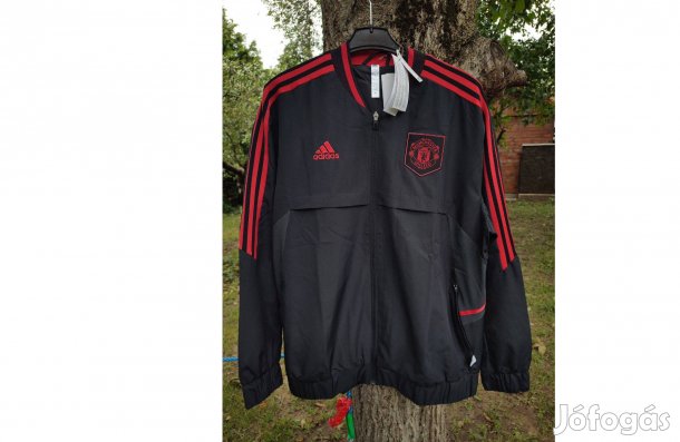 Manchester United eredeti adidas fekete cipzáras felső dzseki (M, XL)
