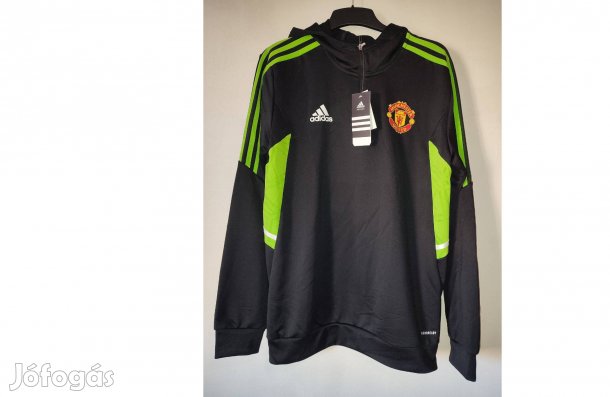 Manchester United eredeti adidas fekete zöld kapucnis felső (M)