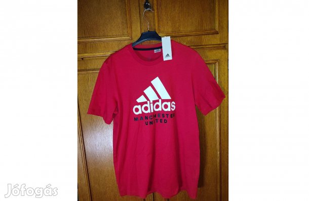 Manchester United eredeti adidas piros fehér póló (M)