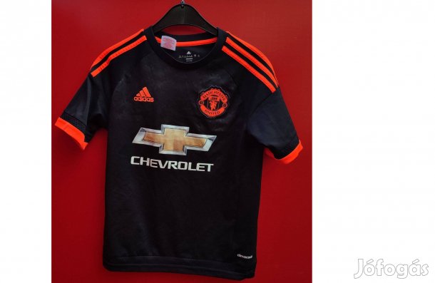 Manchester United eredeti fekete adidas 2015 gyerek mez (L,164)