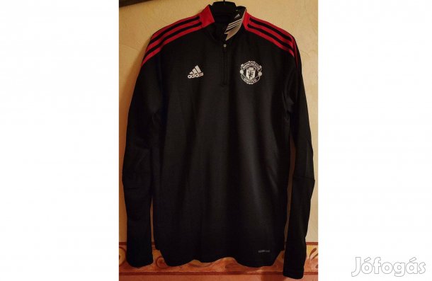 Manchester United eredeti fekete adidas cipzáras nyakú felső (M)