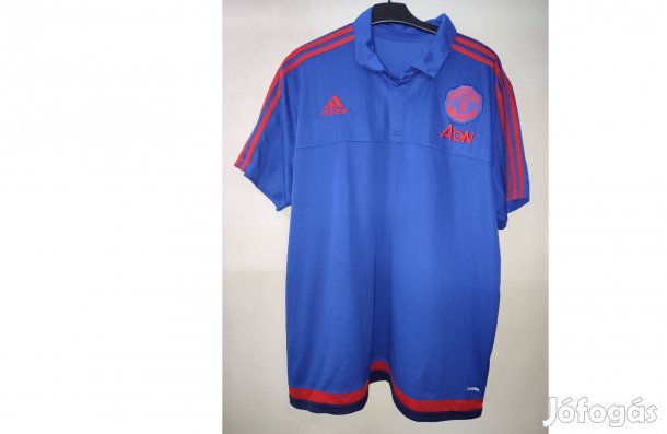 Manchester United eredeti kék adidas galléros póló (2XL)