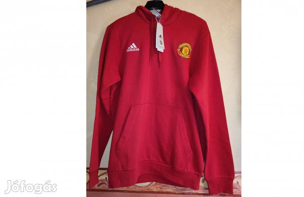 Manchester United eredeti piros adidas kapucnis pulóver (M)