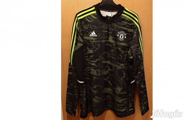 Manchester United fekete zöld eredeti adidas cipzáras nyakú felső 2XL