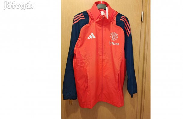 Manchester United halványpiros kék eredeti adidas kapucnis dzseki (L)