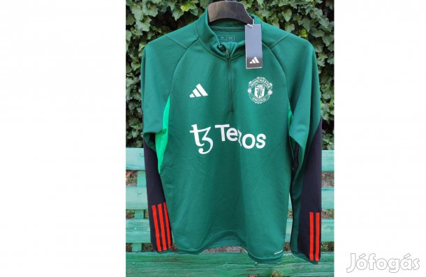 Manchester United zöld eredeti adidas cipzáras nyakú felső (M)