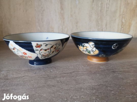 Maneki Neko és Shiba Inu mintás japán tálak