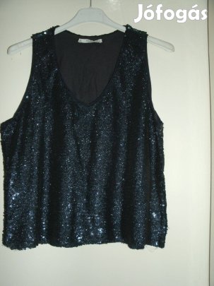 Mangó Új sötétkék flitteres felső "M méret Mell.:98 cm
