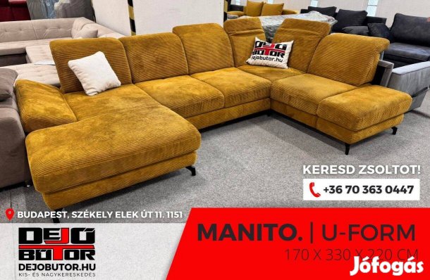Manitó mustár kanapé ülőgarnitúra 170x220x330 cm ágyazható ualak