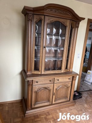 Manó bútor Rojte tölgyfa frontos tálaló vitrin Országos kistállítás 