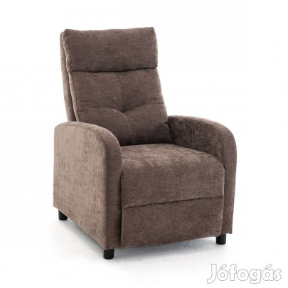 Manuális fekvőfotel, relax fotelágy push back, barna zsenília szövet