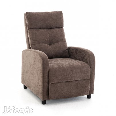 Manuális fekvőfotel, relax fotelágy push back, barna zsenília szövet