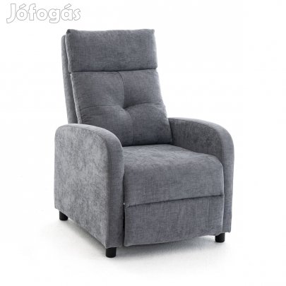 Manuális fekvőfotel, relax fotelágy push back, szürke zsenília szövet