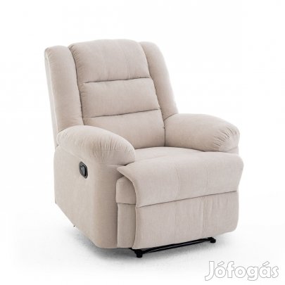 Manuális fekvőfotel, relax fotelágy zsenília bézs szövet