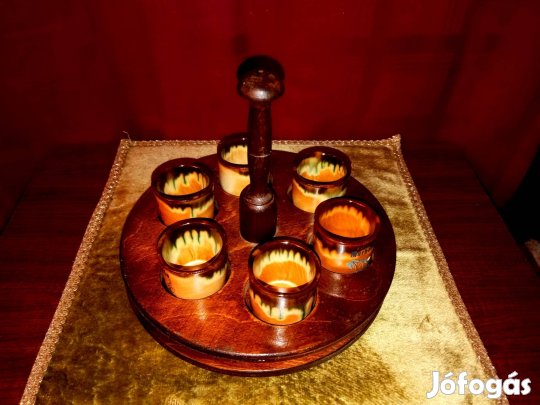 Marbella fa-kerámia pálinkás készlet 