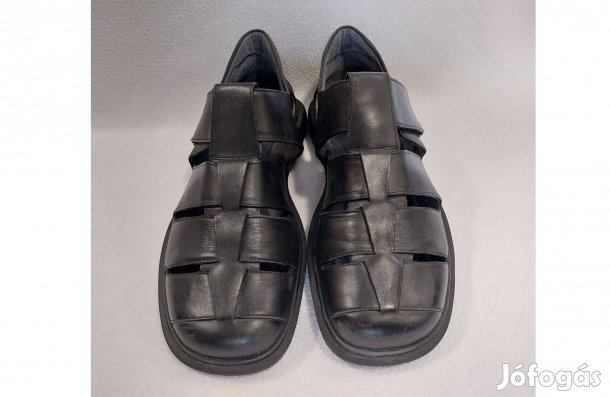 Marc férfi félcipő: 43, nyári tépőzáras, fekete, bőr