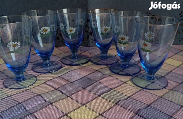Margarétás talpas pohár készlet