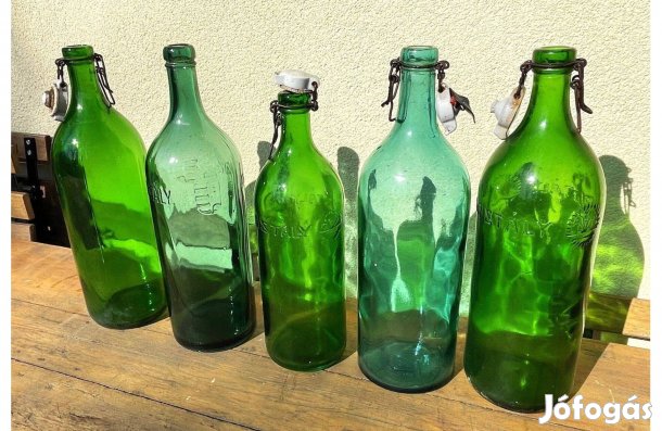 Margitszigeti kristályvizes zöld kék Kristály csatos üveg