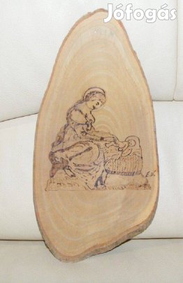 Mária és kis jézus fa falidísz