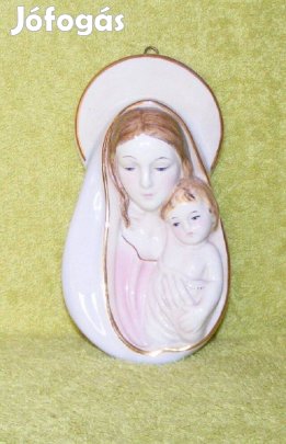 Mária és kis jézus porcelán olasz falidísz