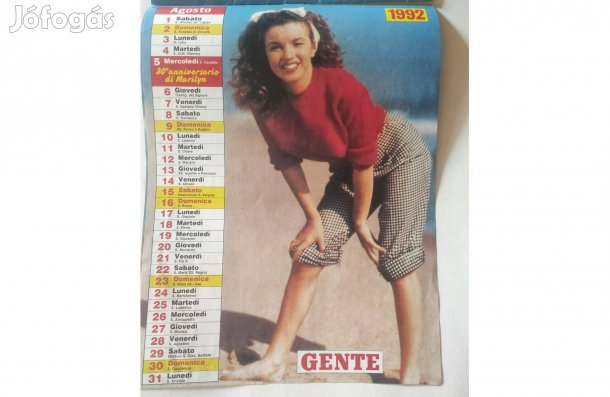 Marilyn Monroe fali naptár, olasz, 1992-1993