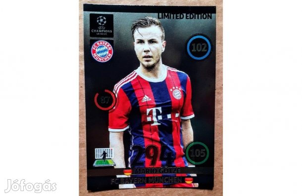 Mario Götze Bayern München Limited focis kártya Panini 2014-15