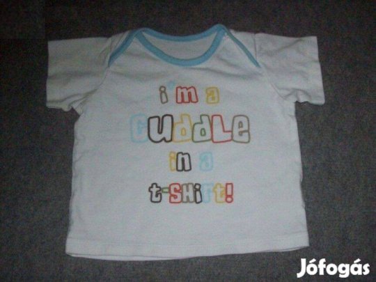 Marks&Spencer újszerű fehér feliratos póló 6-9 hó méret 74
