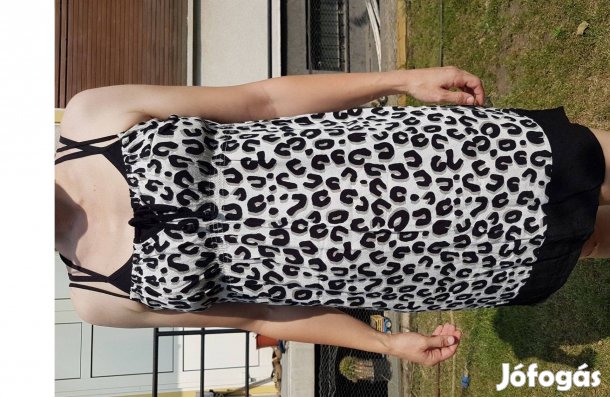 Marks & Spencer vállpántos női nyári ruha fekete fehér M 12-es méretű