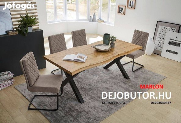 Marlon étkezőasztal márvány bézs 100x200 cm feket fém lábakkal