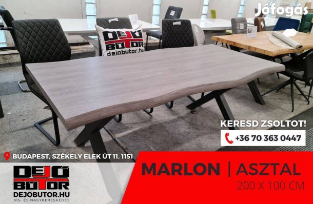 Marlon étkezőasztal márvány szürke 100x200 cm feket fém lábakkal