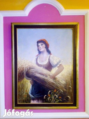 Marokszedő leány biedermeier stílusú olaj-vászon festmény keretezve