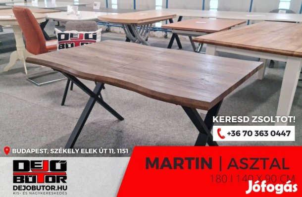 Martin étkezőasztal íves 140x90/180 cm bronz fekete lábakkal