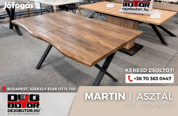 Martin íves tölgy étkezőasztal félautómata 80x140/200 cm fekete lábak