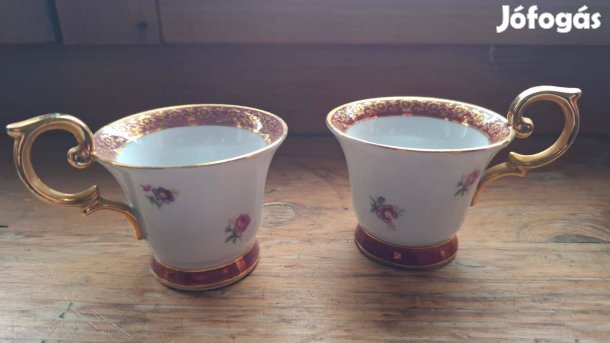 Martinroda (PM) porcelán mokkás csésze pár Aranyozott, NDK (GDR)