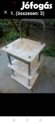 Márvány lapos polcos fiókos réz állvány